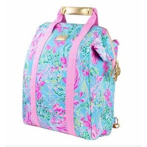 Lilly Pulitzer Insulated Backpack Soft-sided Cooler Pink & Blue,